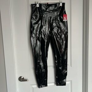 XL NWT Spanx black pleather, shiny leggings